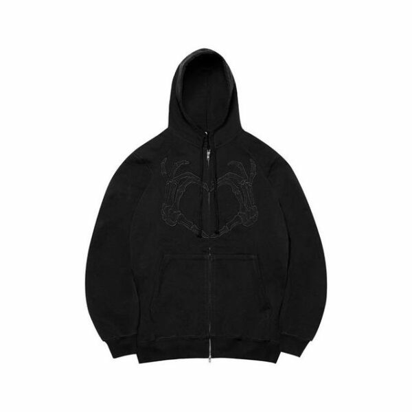 Lennox Skeleton Heart Hoodie - Y2K Grunge, 90S Fashion, Retro Goth, Summer Y2K Outfits