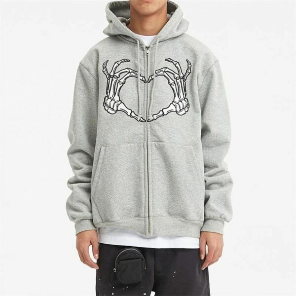 Lennox Skeleton Heart Hoodie - Y2K Grunge, 90S Fashion, Retro Goth, Summer Y2K Outfits