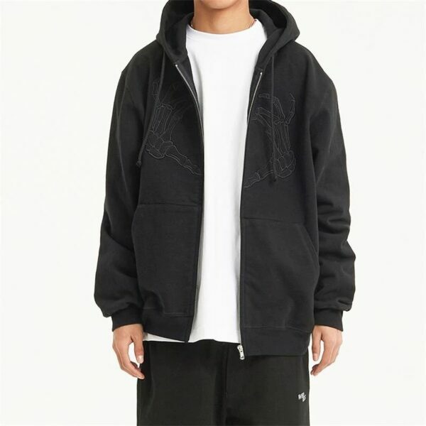 Lennox Skeleton Heart Hoodie - Y2K Grunge, 90S Fashion, Retro Goth, Summer Y2K Outfits