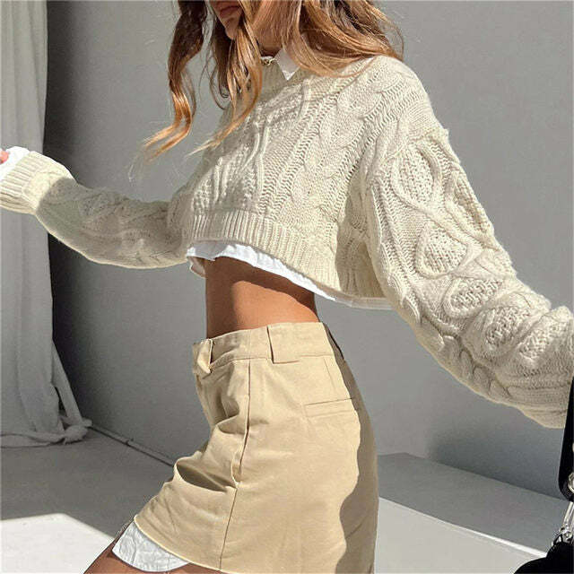 Leslie Cropped Sweater - Y2K Summer Grunge, 90S Retro, Pastel Goth, Y2K Club & Party