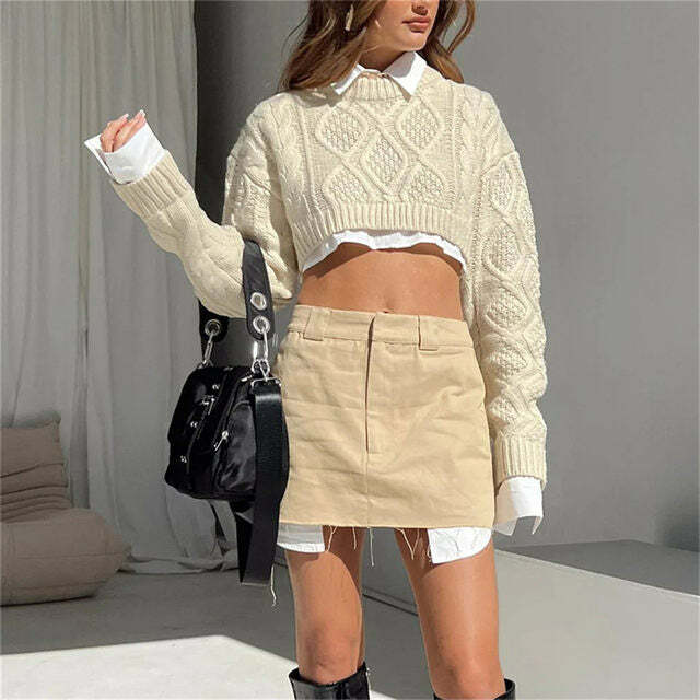 Leslie Cropped Sweater - Y2K Summer Grunge, 90S Retro, Pastel Goth, Y2K Club & Party