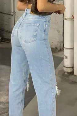 Lucy Distressed Grunge Jeans - Y2K Summer, 90S Fashion, Retro Style, Y2K Club & Party Outfits
