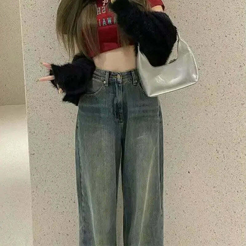 Lucyever Y2K Vintage Baggy Jeans For Women - High Waist 90S Grunge Streetwear Denim Pants