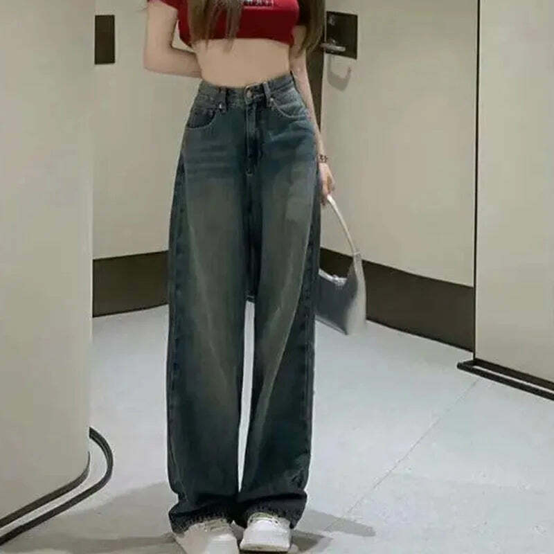 Lucyever Y2K Vintage Baggy Jeans For Women - High Waist 90S Grunge Streetwear Denim Pants