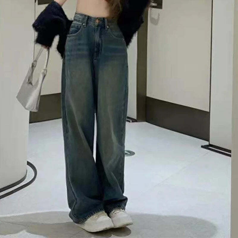 Lucyever Y2K Vintage Baggy Jeans For Women - High Waist 90S Grunge Streetwear Denim Pants