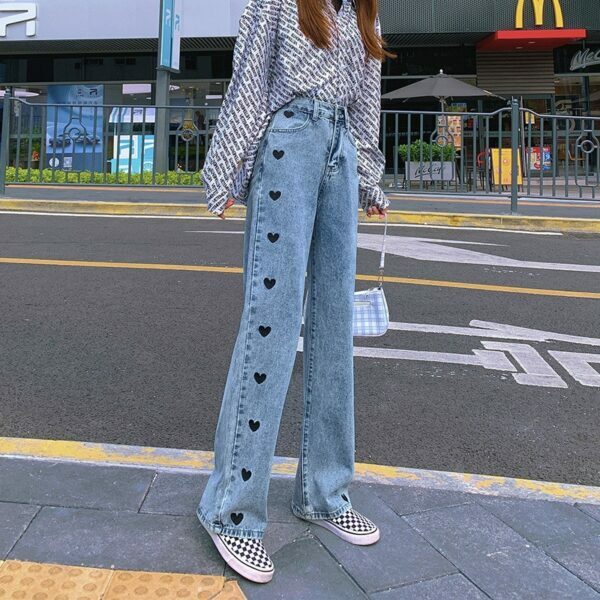Luna Heart Jeans - Y2K Summer & 90S Grunge Outfits, Retro Y2K Fashion, Baby Tees & Y2