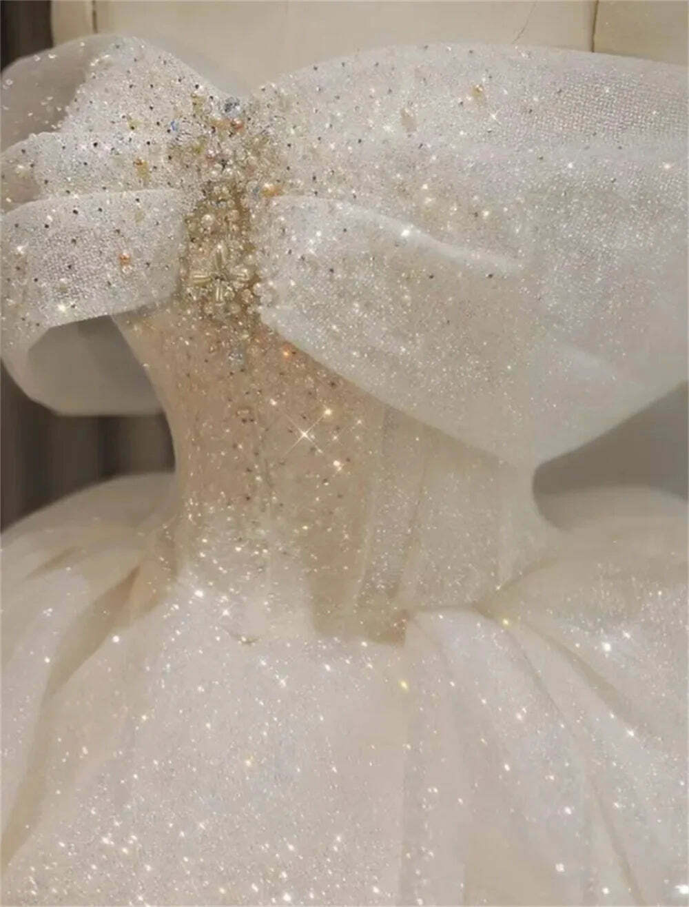 Luxury Y2K Off-Shoulder Beaded Crystal Princess Ball Gown - Retro 90S Grunge Wedding Dress