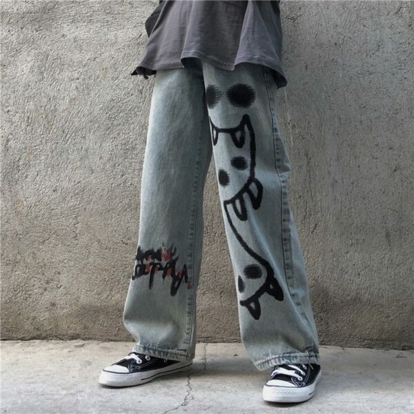 Madeline Graffiti Grunge Jeans - Y2K Summer, 90S Fashion, Retro Style, Y2K Club Outfits