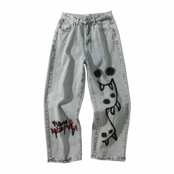 Madeline Graffiti Grunge Jeans - Y2K Summer, 90S Fashion, Retro Style, Y2K Club Outfits