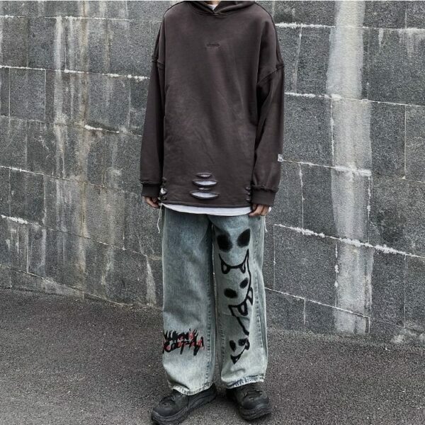 Madeline Graffiti Grunge Jeans - Y2K Summer, 90S Fashion, Retro Style, Y2K Club Outfits