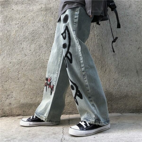 Madeline Graffiti Grunge Jeans - Y2K Summer, 90S Fashion, Retro Style, Y2K Club Outfits
