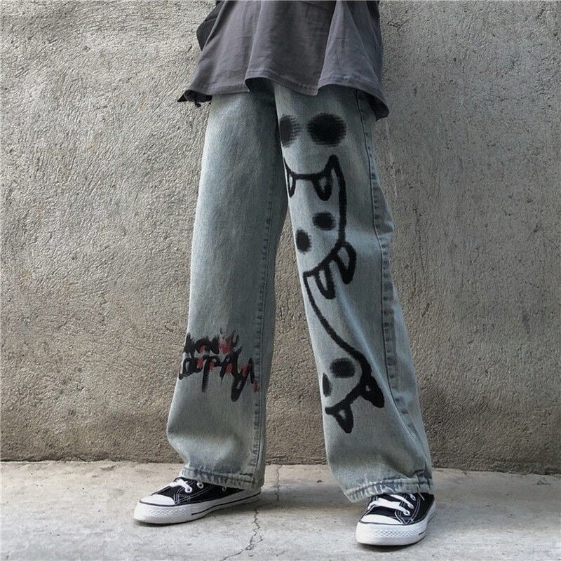 Madeline Graffiti Grunge Jeans - Y2K Summer, 90S Fashion, Retro Style, Y2K Club Outfits
