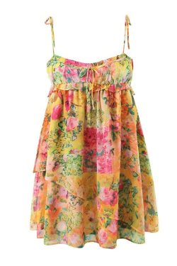 Madison Floral Mini Dress - Y2K Summer, 90S Fashion, Grunge, Retro, Pastel Goth, Y2