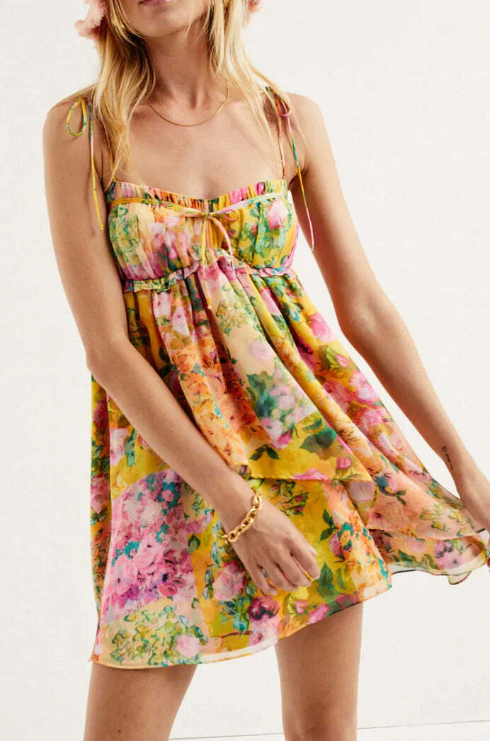 Madison Floral Mini Dress - Y2K Summer, 90S Fashion, Grunge, Retro, Pastel Goth, Y2