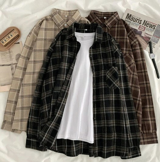 Maeve Street Style Plaid Shirt - Y2K Summer Grunge, 90S Retro, Pastel Goth, Y2K Club Outfit