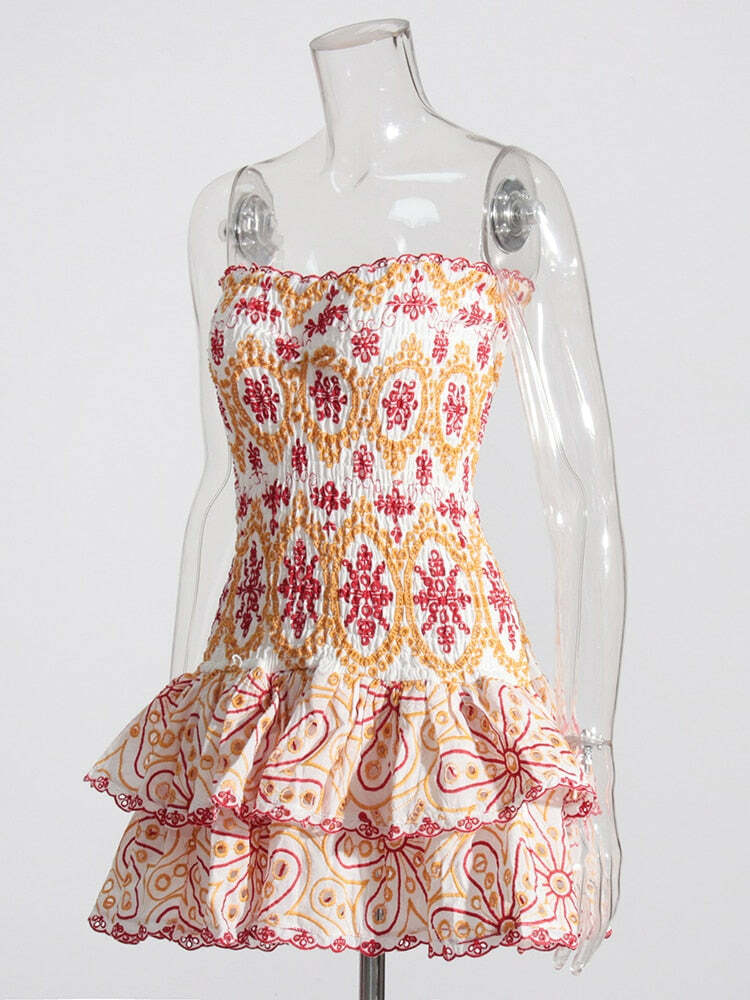 Malina Ruffle Dress - Y2K Summer Grunge Outfit, 90S Fashion, Retro Style, Pastel Goth Vibes