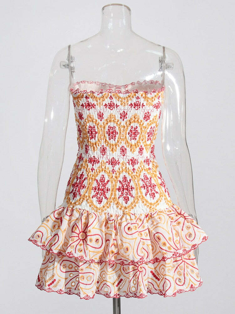 Malina Ruffle Dress - Y2K Summer Grunge Outfit, 90S Fashion, Retro Style, Pastel Goth Vibes