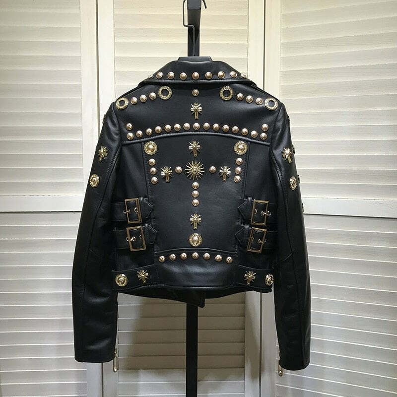 Maya Y2K Leather Jacket - 90S Grunge, Retro Style, Y2K Summer Outfits, Gothic Y2K Fashion