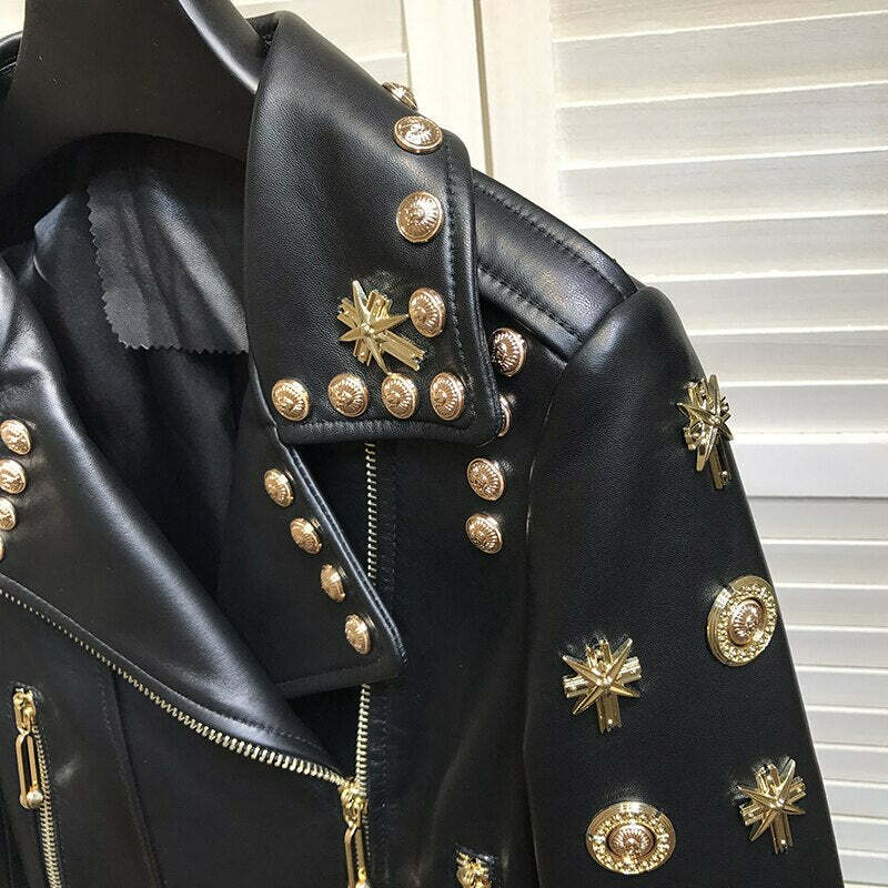 Maya Y2K Leather Jacket - 90S Grunge, Retro Style, Y2K Summer Outfits, Gothic Y2K Fashion