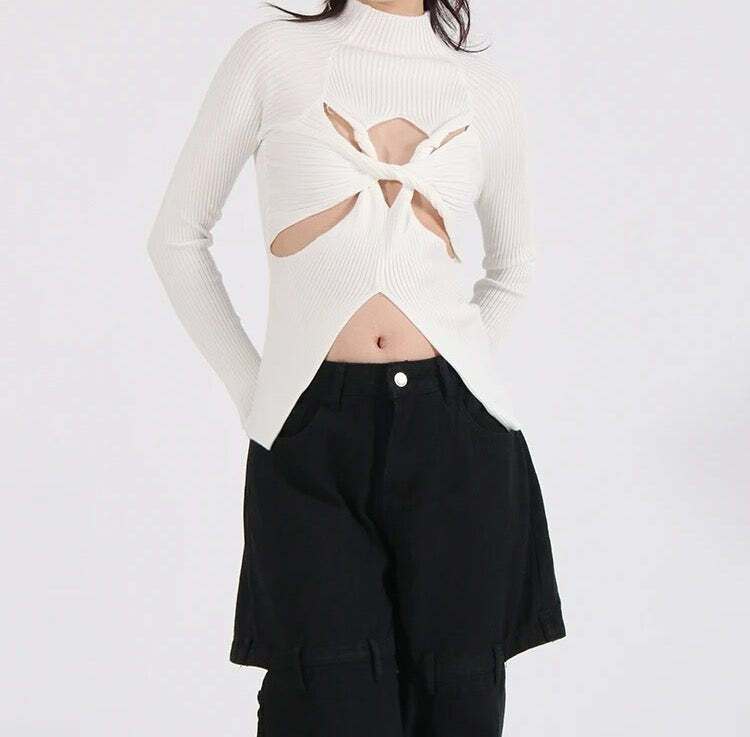Mera Knitted Top - Y2K Summer Grunge, 90S Retro, Pastel Goth, Y2K Party & Club Outfits