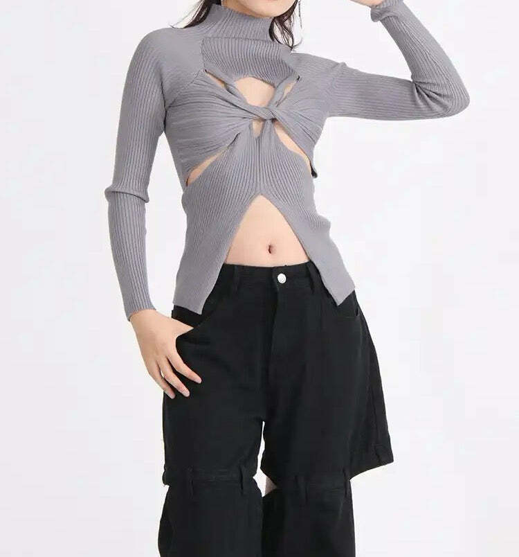 Mera Knitted Top - Y2K Summer Grunge, 90S Retro, Pastel Goth, Y2K Party & Club Outfits