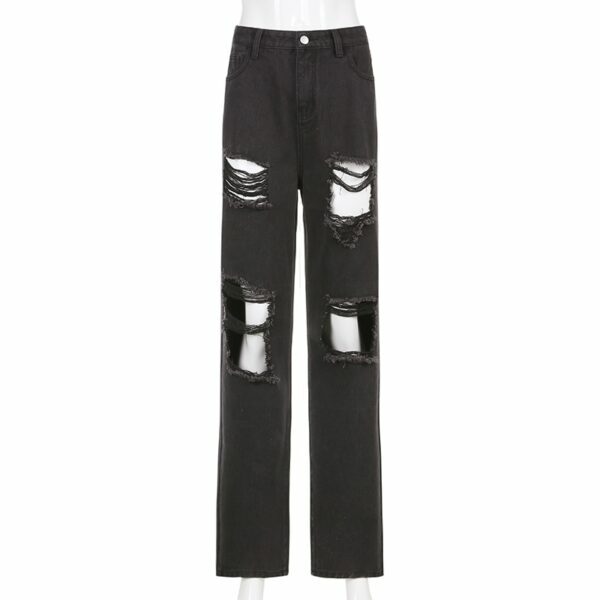 Natalie Distressed Jeans - Y2K Summer Grunge, 90S Retro, Gothic Y2K, Hip Hop Fashion, Y2K