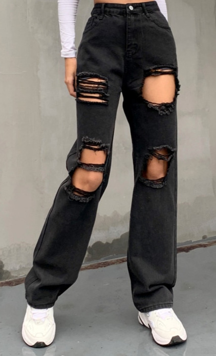 Natalie Distressed Jeans - Y2K Summer Grunge, 90S Retro, Gothic Y2K, Hip Hop Fashion, Y2K