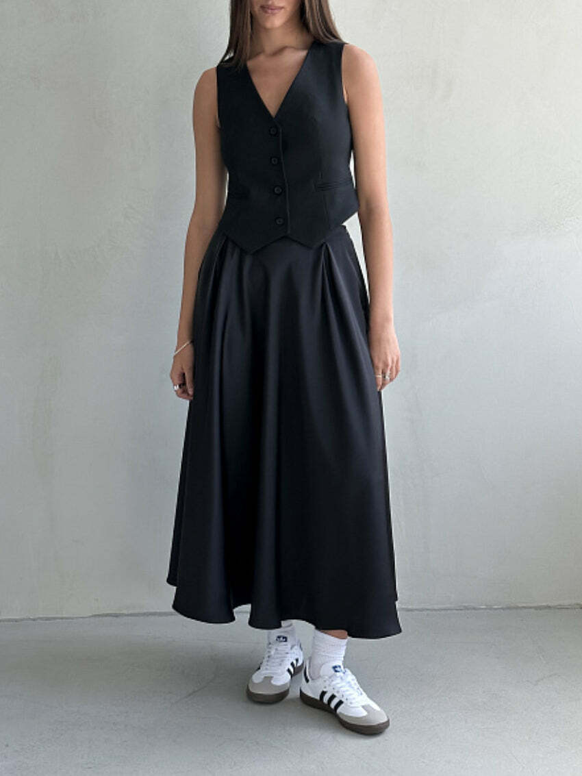 Nevaeh Maxi Skirt - Y2K Summer Grunge Outfit, 90S Fashion, Retro Style, Pastel Goth Vibes