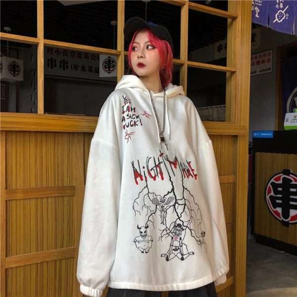 Nightmare Hoodie - Y2K Grunge & 90S Fashion, Retro Goth, Perfect For Y2K Summer & Party Outfits