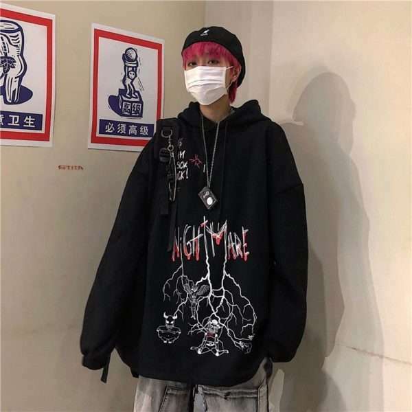 Nightmare Hoodie - Y2K Grunge & 90S Fashion, Retro Goth, Perfect For Y2K Summer & Party Outfits