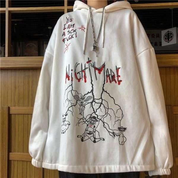 Nightmare Hoodie - Y2K Grunge & 90S Fashion, Retro Goth, Perfect For Y2K Summer & Party Outfits