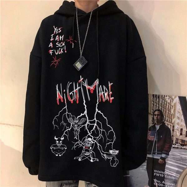 Nightmare Hoodie - Y2K Grunge & 90S Fashion, Retro Goth, Perfect For Y2K Summer & Party Outfits