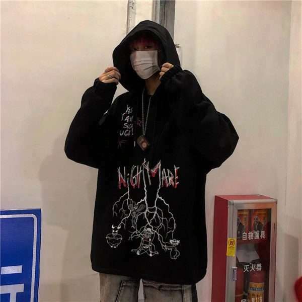 Nightmare Hoodie - Y2K Grunge & 90S Fashion, Retro Goth, Perfect For Y2K Summer & Party Outfits