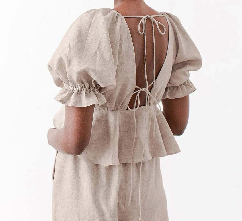 Nika Linen Set - Y2K Summer & 90S Fashion Outfit | Grunge, Retro, Pastel Goth, Baby Tees, Y