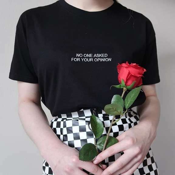 No One Asked For Your Opinion Tee - Y2K Grunge, 90S Fashion, Retro Style, Baby Tees Y2K