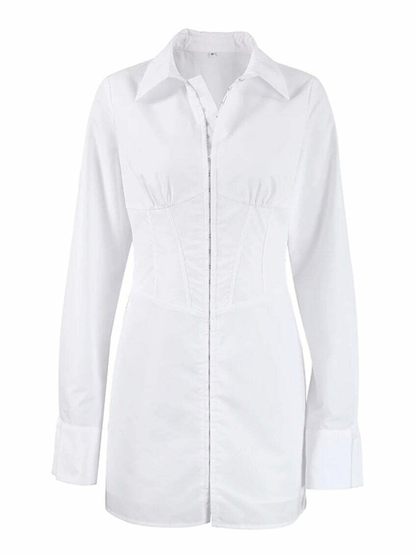 Nora Shirt Dress - Y2K Summer Grunge Outfit, 90S Fashion, Retro Style, Y2K Club & Party Look