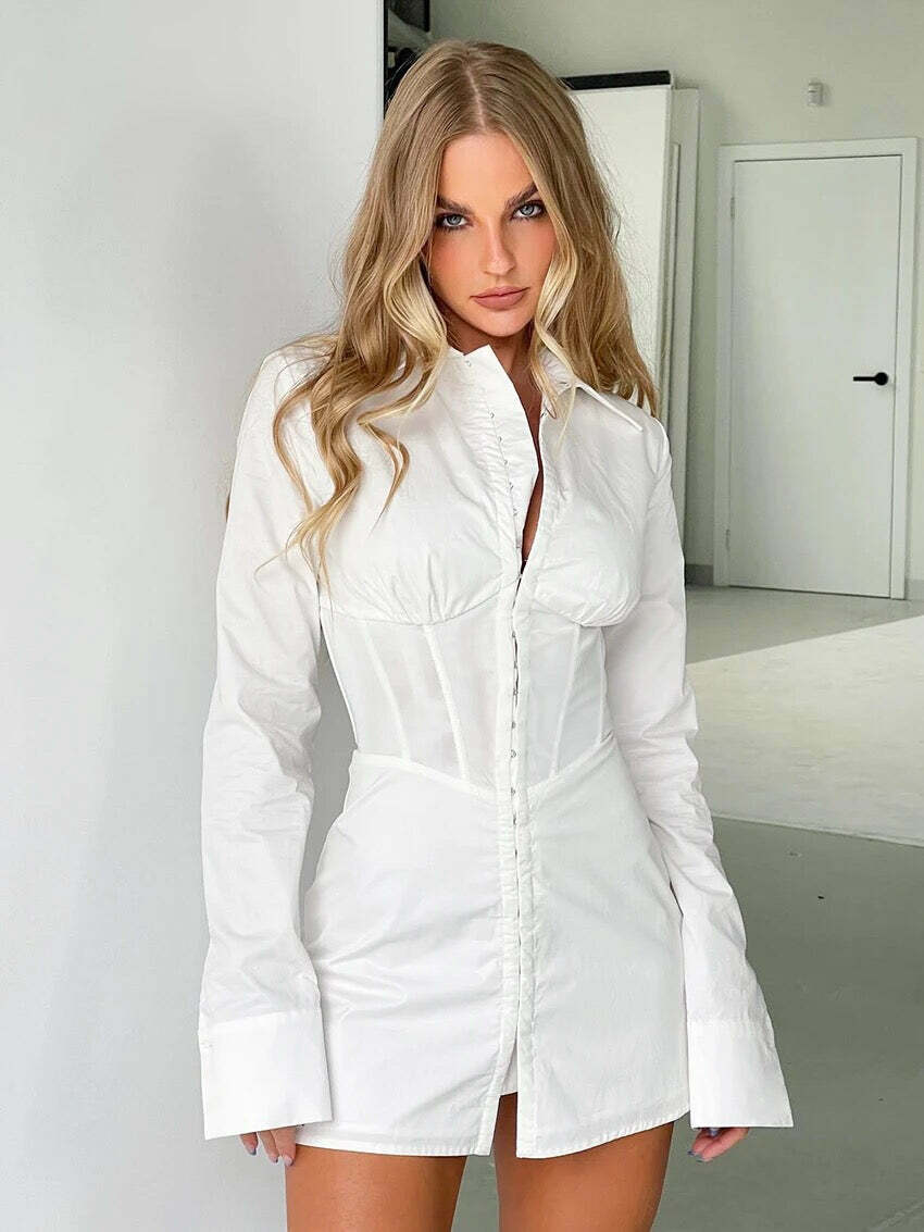 Nora Shirt Dress - Y2K Summer Grunge Outfit, 90S Fashion, Retro Style, Y2K Club & Party Look