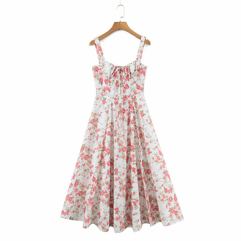 Nura Midi Dress - Y2K Summer Grunge Outfit, 90S Fashion, Retro Style, Pastel Goth Vibes