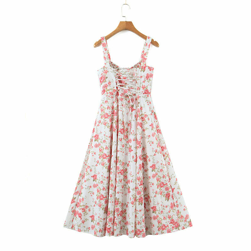 Nura Midi Dress - Y2K Summer Grunge Outfit, 90S Fashion, Retro Style, Pastel Goth Vibes