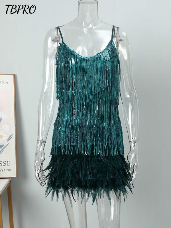 Olivia Feather Mini Dress - Y2K Summer Outfit, 90S Grunge Fashion, Retro Party Look