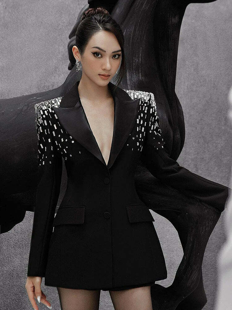 Olivia Mini Blazer Dress - Y2K Summer Grunge Outfit, 90S Fashion, Retro Style, Y2K Party