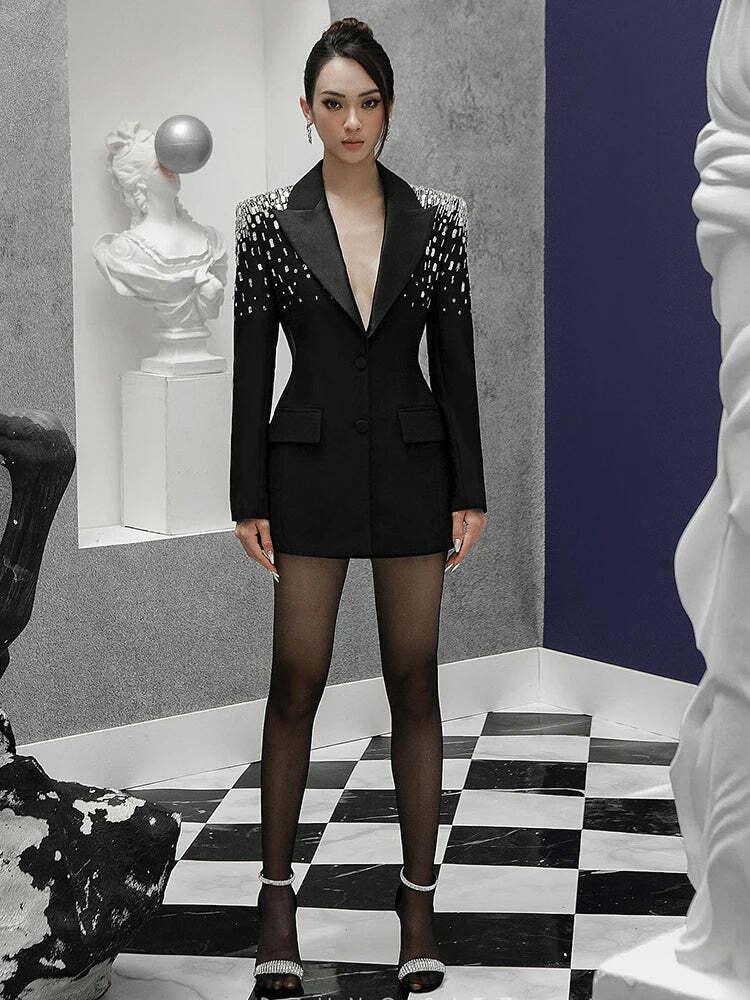 Olivia Mini Blazer Dress - Y2K Summer Grunge Outfit, 90S Fashion, Retro Style, Y2K Party