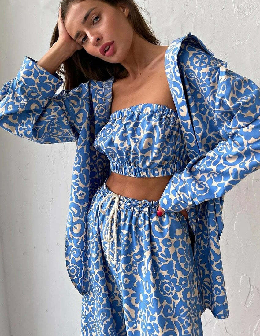 Payton Three Piece Set: Y2K Summer Grunge Outfit - 90S Fashion, Retro Style, Y2K Club & Party Look