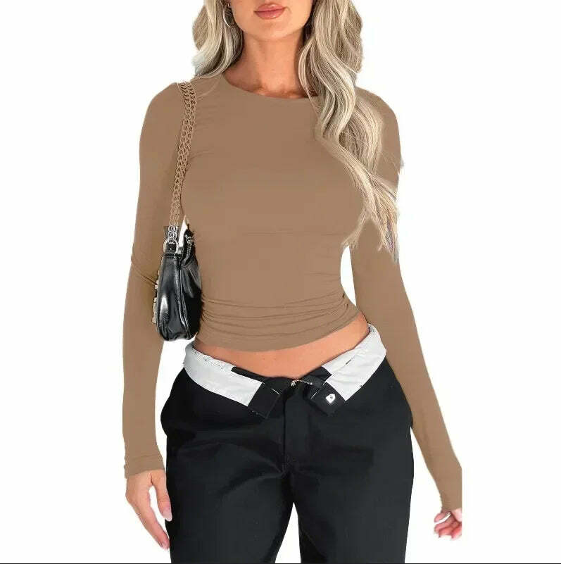 Pink Long Sleeve Crop Top - Sexy Y2K Grunge, 90S Retro, Pastel Goth, Summer & Party Outfits