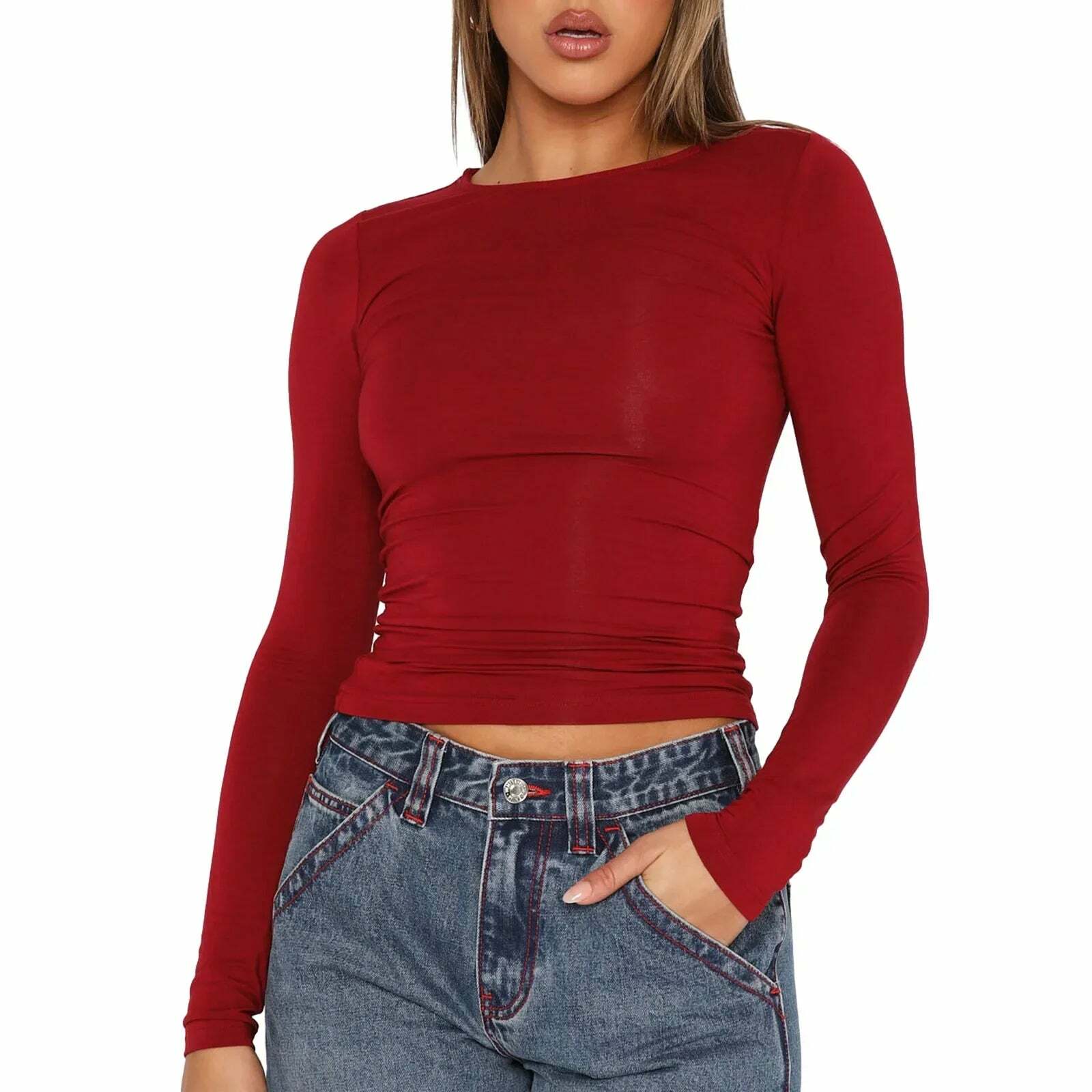 Pink Long Sleeve Crop Top - Sexy Y2K Grunge, 90S Retro, Pastel Goth, Summer & Party Outfits