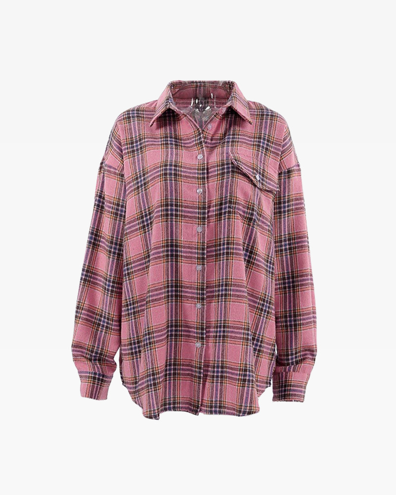 Pink Plaid Shirt - Y2K Summer Grunge Outfit, 90S Fashion, Retro Style, Y2K Club & Party Look