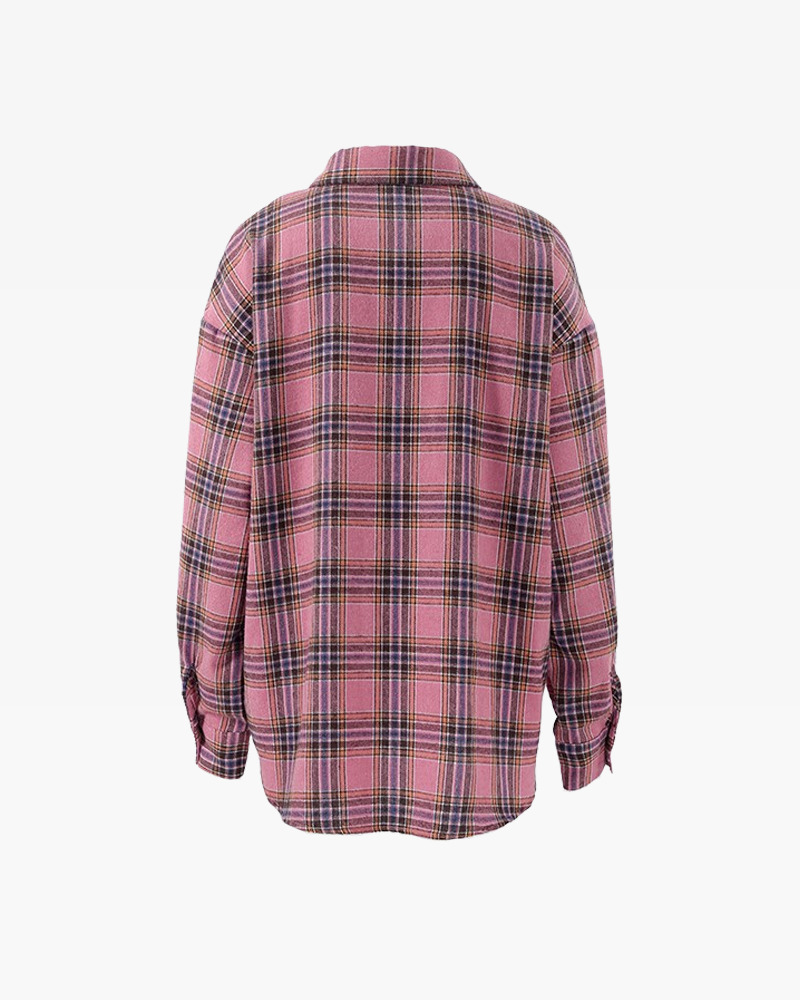 Pink Plaid Shirt - Y2K Summer Grunge Outfit, 90S Fashion, Retro Style, Y2K Club & Party Look