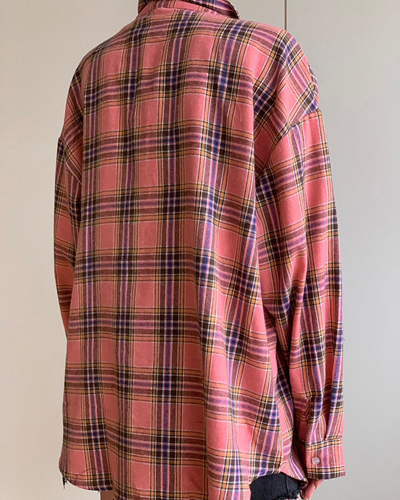 Pink Plaid Shirt - Y2K Summer Grunge Outfit, 90S Fashion, Retro Style, Y2K Club & Party Look