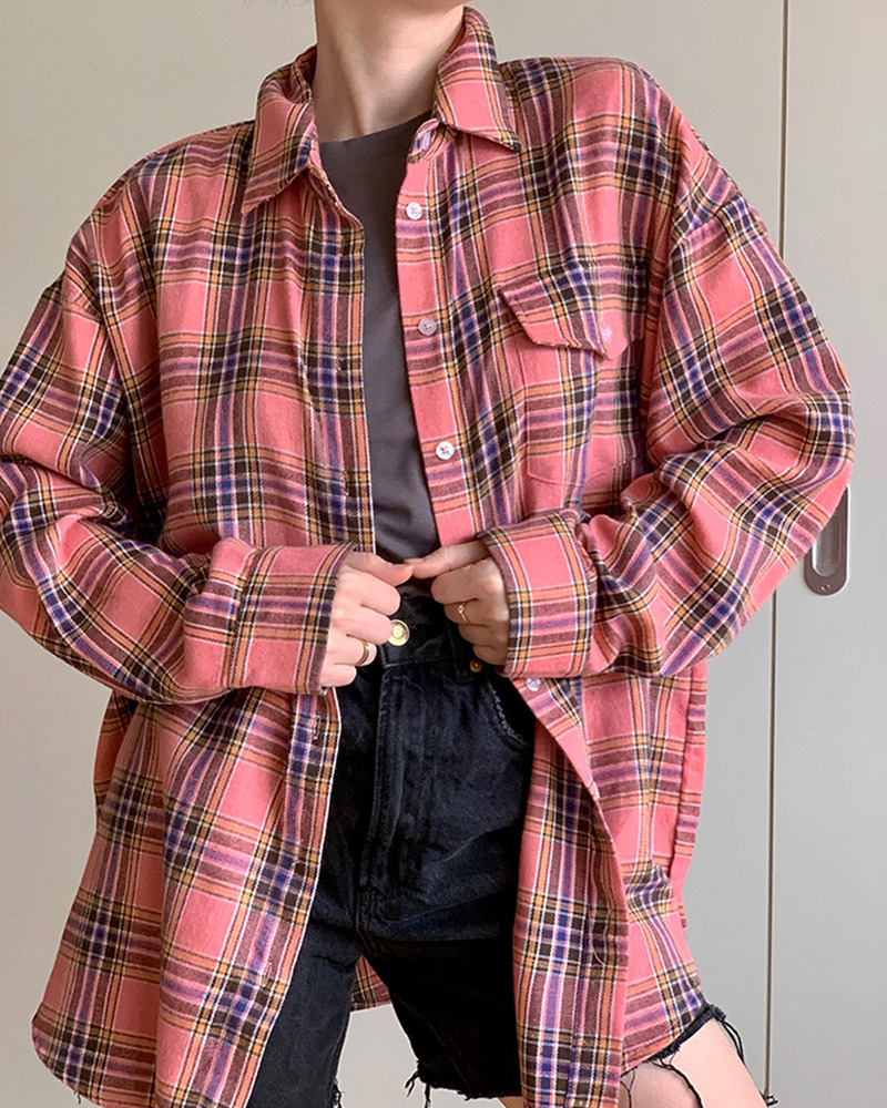 Pink Plaid Shirt - Y2K Summer Grunge Outfit, 90S Fashion, Retro Style, Y2K Club & Party Look