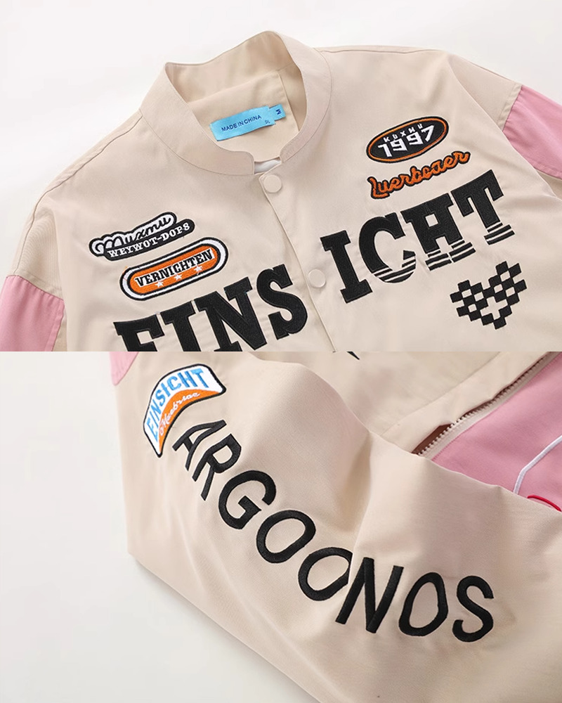Pink Racing Jacket - Y2K Summer Grunge, 90S Retro, Y2K Club & Party Outfits, Y2K Fashion